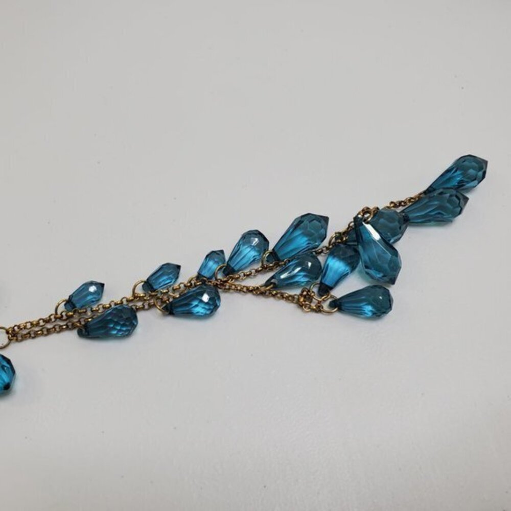 Blue Beaded Necklace Statement Chain Drop Dangle‎ F - Picture 2 of 7